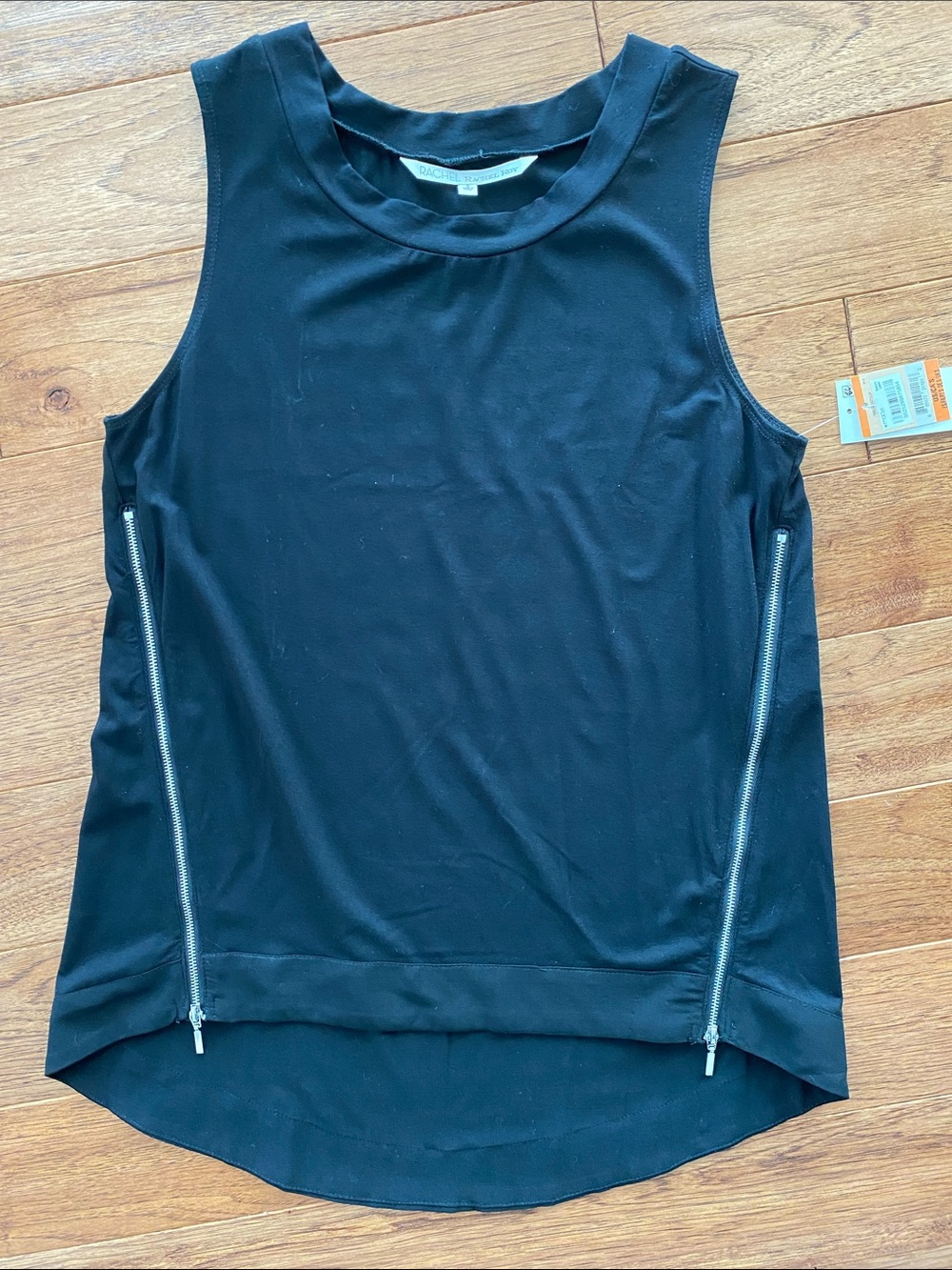 RACHEL Rachel Roy Black Sleeveless Tank with Side Zippers